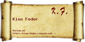 Kiss Fedor névjegykártya
